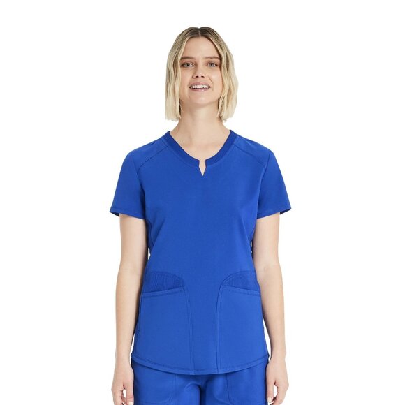 Scrubstar Women's Performance Notch Neck Top in Electric Blue Size Medium - Picture 1 of 11